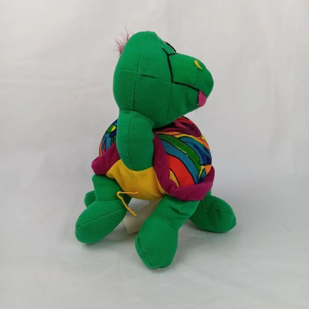 Ace Novelty Green Turtle Plush Colorful Shell Tongue Out Carnival Prize Vintage